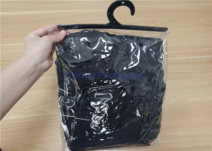 Garment Packing Clear PVC Packaging Bags With Plastic Button and Hook