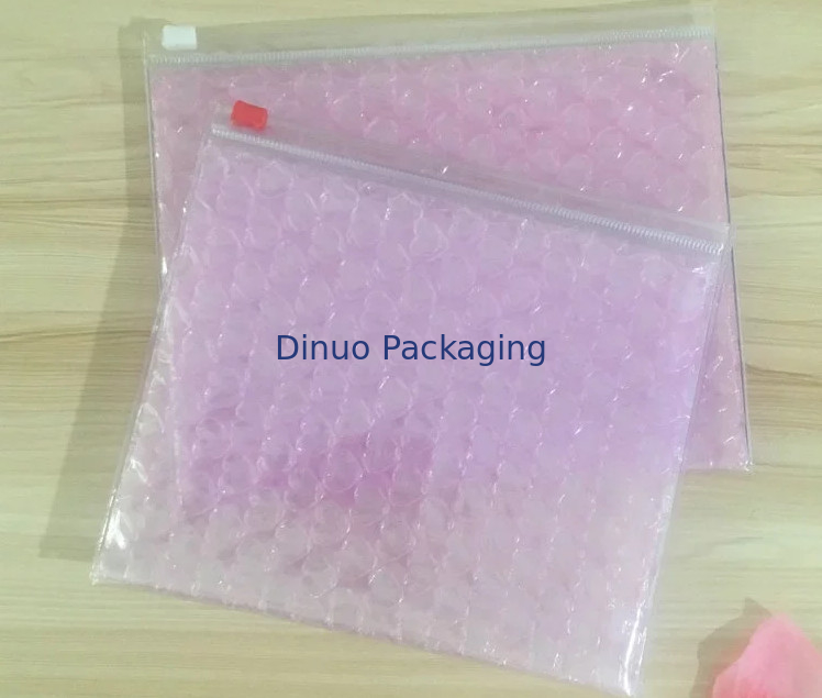 0.06-0.1mm Thickness PVC Bubble Bag / Reusable Mailer Plastic Zipper Bag