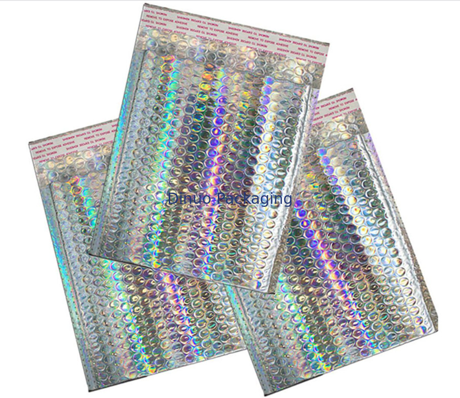 VMPET Surface Decorative Holographic Bubble Mailers Custom Printing