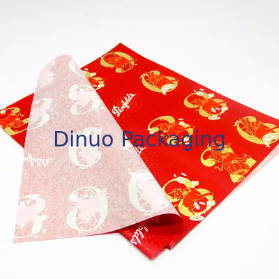 Christmas Gift Wrapping Packaging Red Tissue Paper Wrap With Gold Foil Printing Floral