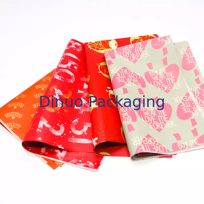 Christmas Gift Wrapping Packaging Red Tissue Paper Wrap With Gold Foil Printing Floral