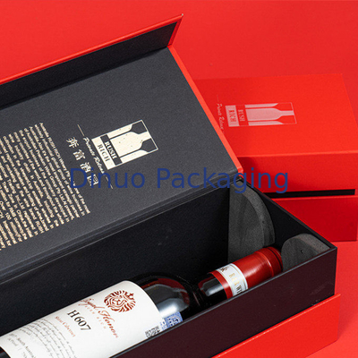 Custom Hot Gold Printed Paper Box Custom Red White Wine Package Gift Box For Delivery