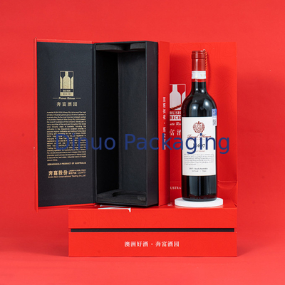 Custom Hot Gold Printed Paper Box Custom Red White Wine Package Gift Box For Delivery
