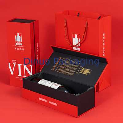 Custom Hot Gold Printed Paper Box Custom Red White Wine Package Gift Box For Delivery