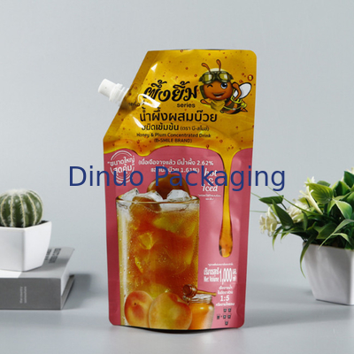 Custom Biodegradable Plastic Aluminum Foil Spout Pouch Straw Fruits Juice Pouch Bag