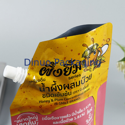 Custom Biodegradable Plastic Aluminum Foil Spout Pouch Straw Fruits Juice Pouch Bag