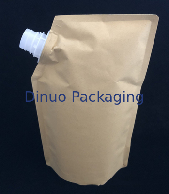 Biodegradable Foil Custom Printed Stand Up Pouches Waterproof Liquid Kraft Paper Spout Pouch