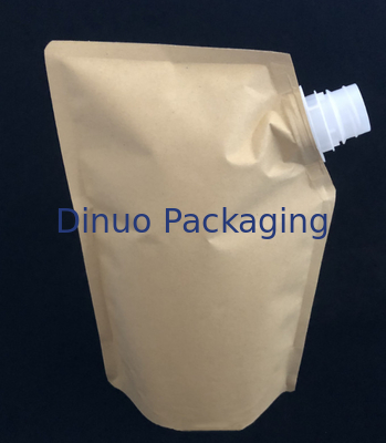 Biodegradable Foil Custom Printed Stand Up Pouches Waterproof Liquid Kraft Paper Spout Pouch