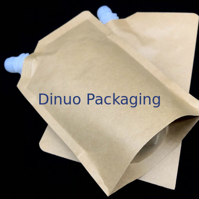 Biodegradable Foil Custom Printed Stand Up Pouches Waterproof Liquid Kraft Paper Spout Pouch