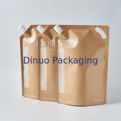 Perfume Kraft Paper Custom Printed Stand Up Pouches Aluminum Foil Liquid Food Spout Pouch