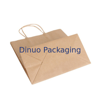 Brown Custom Logo Gift Shopping Kraft Paper Bag With Handle Coffee Delivery Bag