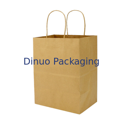 Brown Custom Logo Gift Shopping Kraft Paper Bag With Handle Coffee Delivery Bag