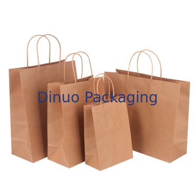 Brown Custom Logo Gift Shopping Kraft Paper Bag With Handle Coffee Delivery Bag