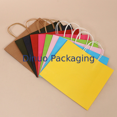 Custom Logo Printing Reusable Kraft Paper Gift Packaging Bag With Handle