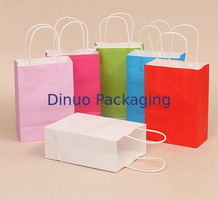 Custom Logo Printing Reusable Kraft Paper Gift Packaging Bag With Handle