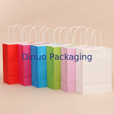 Custom Logo Printing Reusable Kraft Paper Gift Packaging Bag With Handle