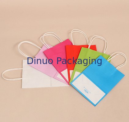 Custom Logo Printing Reusable Kraft Paper Gift Packaging Bag With Handle