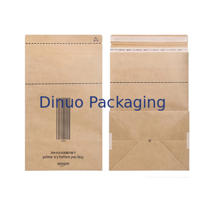 Custom Logo Printing Biodegradable Kraft Paper Flat Bottom Bag For Package Shipping
