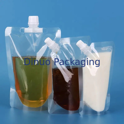 Custom Gravure Printing Stand Up Liquid Pouches Transparent Drink Juice Spout Pouch