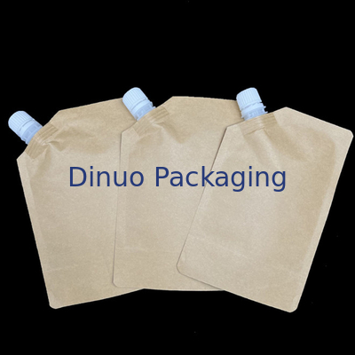 Biodegradable Foil Custom Printed Stand Up Pouches Waterproof Liquid Kraft Paper Spout Pouch