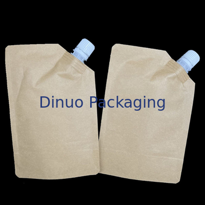 Biodegradable Foil Custom Printed Stand Up Pouches Waterproof Liquid Kraft Paper Spout Pouch