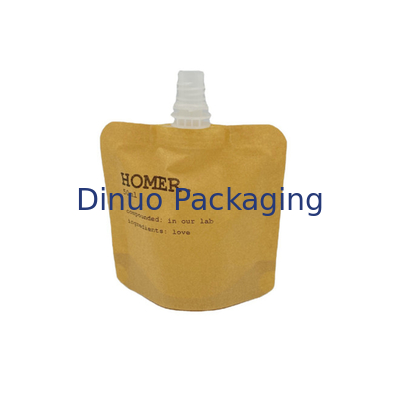 Custom Stand Up Bag Biodegradable Kraft Cosmetic Liquid Refill Spout Pouch