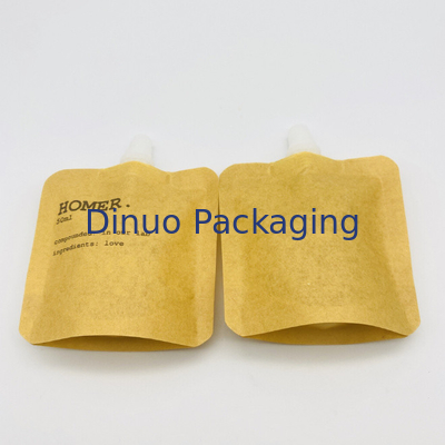 Custom Stand Up Bag Biodegradable Kraft Cosmetic Liquid Refill Spout Pouch