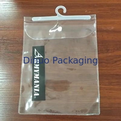 Customized Size PVC Clear Packaging Bags With Adhesive Tape OEM / ODM With Hook