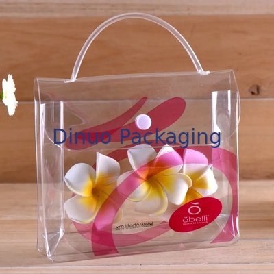Garment Packing Clear PVC Packaging Bags With Plastic Button and Hand