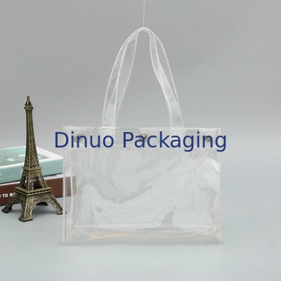 Garment Packing Clear PVC Packaging Bags With Plastic Button and Hand