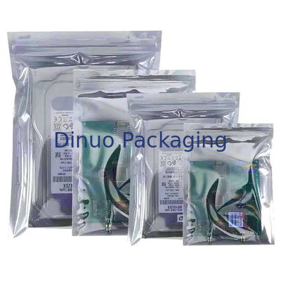 Silver ESD Shielded Anti Static Bag Zip Lock / Open Top 0.03 - 0.15mm Thickness