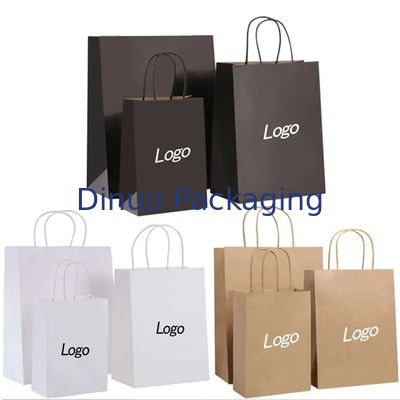 Recyclable Shopping Kraft Brown Paper Bag Flat Handle Food Packaging Takeaway Bags