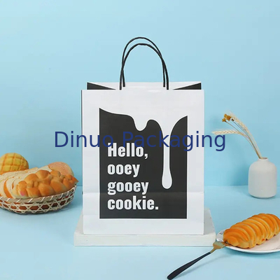 Custom Printed Shopping Kraft Paper Bag With Handle Restaurant Fast Food Takeaway Bag