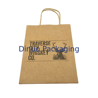 Custom Brown Kraft Paper Shopping Bag Recyclable Paper Gift Bags With Handles
