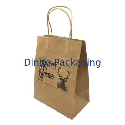 Custom Brown Kraft Paper Shopping Bag Recyclable Paper Gift Bags With Handles