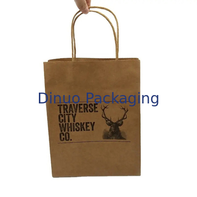 Custom Brown Kraft Paper Shopping Bag Recyclable Paper Gift Bags With Handles