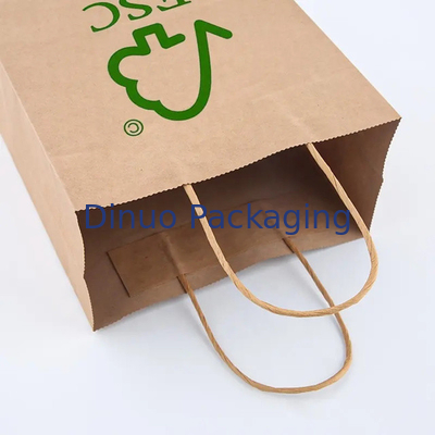Custom Printed Logo White Brown Gift Shopping Kraft Paper Bag With Twisted Handle