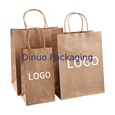 Custom Printed Logo White Brown Gift Shopping Kraft Paper Bag With Twisted Handle