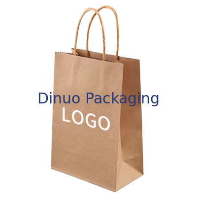 Custom Printed Logo White Brown Gift Shopping Kraft Paper Bag With Twisted Handle