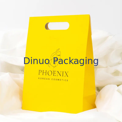 Clothing Packaging Die Cut Handle Shopping Kraft Paper Bag Customized Yellow Gift Bags