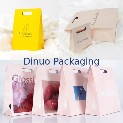 Clothing Packaging Die Cut Handle Shopping Kraft Paper Bag Customized Yellow Gift Bags