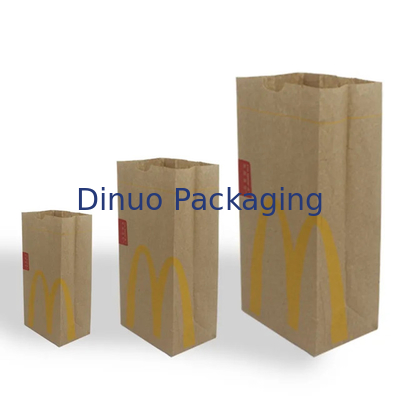 Custom Size Food Flat Bottom Thin Kraft Bread Paper Bag No Handle With Logo