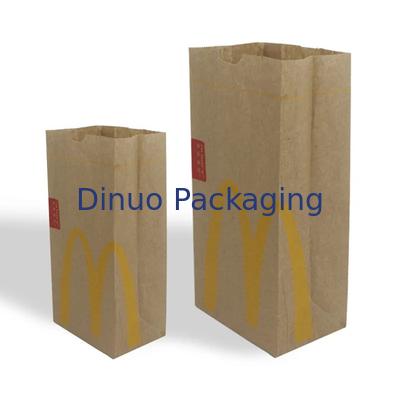 Custom Size Food Flat Bottom Thin Kraft Bread Paper Bag No Handle With Logo