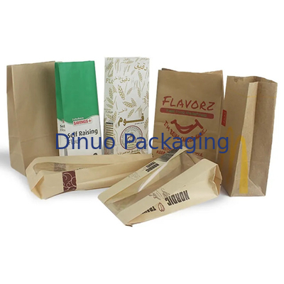 Custom Size Food Flat Bottom Thin Kraft Bread Paper Bag No Handle With Logo