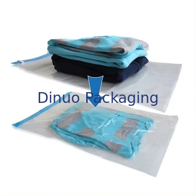 Customized Travel Vacuum Storage Bag Plastic Packing Hand Roll Vacuum Bag With Zipper For Luggage