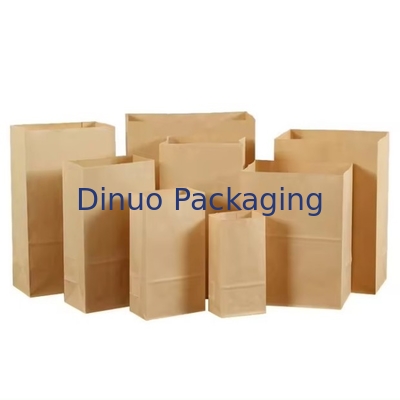 Custom Size Disposable Brown Kraft Paper Bags For Bread, Sandwich Flat Bottom Food Take Out Paper Bag