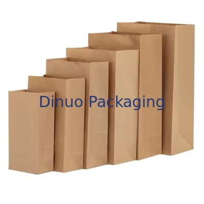 Custom Size Disposable Brown Kraft Paper Bags For Bread, Sandwich Flat Bottom Food Take Out Paper Bag