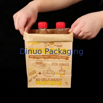 Custom Size Disposable Brown Kraft Paper Bags for Bread, Sandwich Flat Bottom Food Take Out Paper Bag