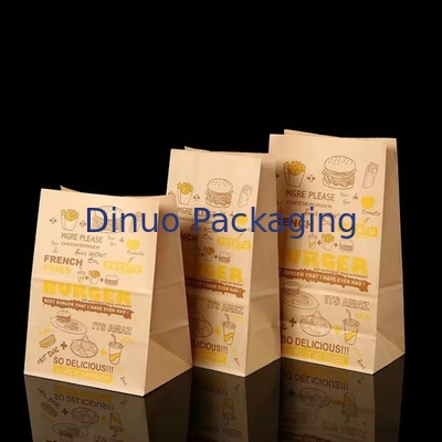 Custom Size Disposable Brown Kraft Paper Bags for Bread, Sandwich Flat Bottom Food Take Out Paper Bag