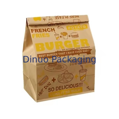 Custom Size Disposable Brown Kraft Paper Bags for Bread, Sandwich Flat Bottom Food Take Out Paper Bag